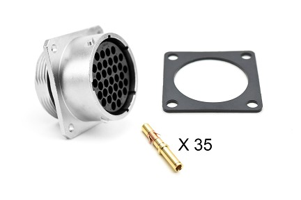 RT002235SNH-K  Receptacle Kit, Square Flange, 35 Position, Female, Shell Size 22, with Machined Gold Contacts, Size 16 (18-16AWG), Gasket. Comparable to PN#UT002235SH