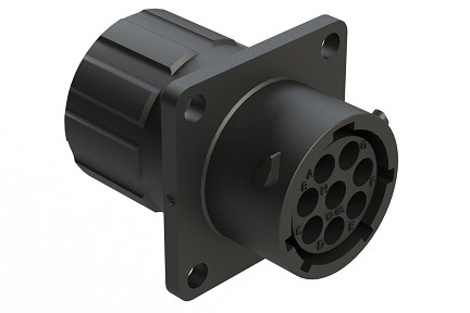 RTS012N8SHEC03 Receptacle, square flange, 8 positions, size 12, socket contact, silicone rubber seal, endcap.  Comparable to PN #UTS0GN128S