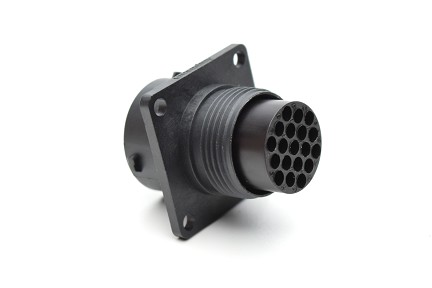 RTS014N19P03 Receptacle, square flange, 19 positions, size 14, pin contact, silicone rubber seal.  Comparable to PN #UTS01419P