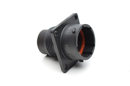 RTS014N2P03 Receptacle, square flange, 4 (2+2) positions, size 14, pin contact, silicone rubber seal