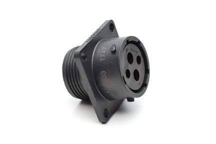 RTS014N2S03 Receptacle, square flange, 4 (2+2) positions, size 14, socket contact, silicone rubber seal