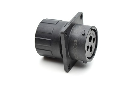 RTS014N2SHEC03 Receptacle, square flange, 4 (2+2) positions, size 14, socket contact, silicone rubber seal, endcap
