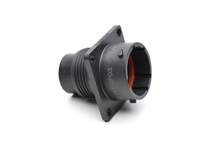 RTS014N8P03 Receptacle, square flange, 8 positions, size 14, pin contact, silicone rubber seal