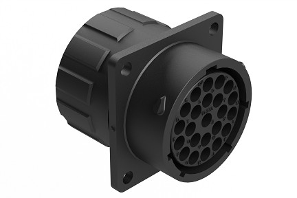 RTS018N23SHEC03R  Receptacle, Square Flange, 23 Position, Female, Shell Size 18, Silicone Seal and End Cap with Individual Reduced Wire Sealing