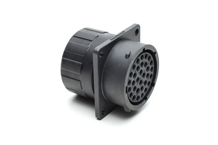 RTS018N32SHEC03  Receptacle, square flange, 32 positions, size 18, socket contact, silicone rubber seal, endcap.  Comparable to PN #UTS0GN1832S