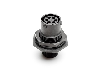 RTS710N6S03 Receptacle, jam nut, 6 positions, size 10, socket contact, silicone rubber seal. Intermateable with part #  UTS7106S.  Comparable to PN #UTS7106S