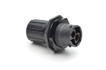 RTS712N2PHEC03  Receptacle, jam nut, 4 (2+2) positions, contact sizes 20 (1.0mm),12 (2.5mm), pin contact, silicone rubber seal, endcap