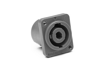 SP-4-MDVT-8  Loudspeaker Chassis Mount, D Type Flange, Self Tapping Holes, Vertical PCB, Grey Finish. Comparable to PN# NL4MD-V-1