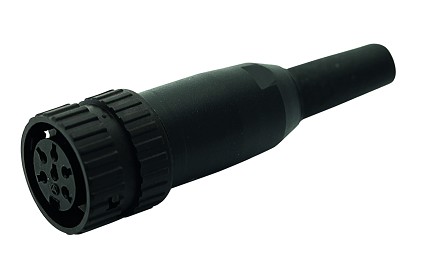T 3275 951 - M16 Full plastic female straight cable connector with internal strain relief and plastic locking ring. 3 contacts, 4-6mm cable diameter. Contacts sold separately.