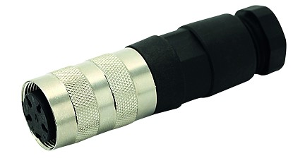 T 3301 552 - M16 Female straight cable connector with internal strain relief and metal locking ring. 4 contacts, 6-8mm cable diameter Contacts sold separately.