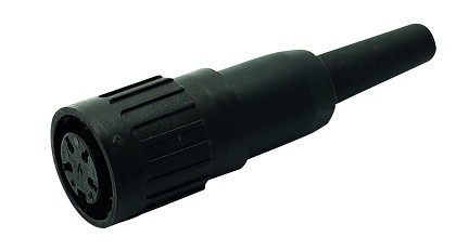 T 3375 518 - M16 Female straight cable connector with internal strain relief and plastic locking ring. 5 contacts, gold plated, 4-6mm cable diameter.  Contacts included.