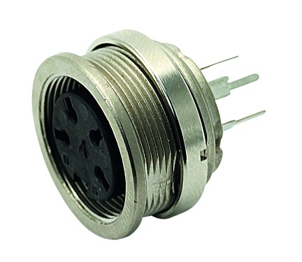 T 3403 320 - M16 Front mounting female receptacle with ring nut. 6 contacts, silver plated  Contacts included.