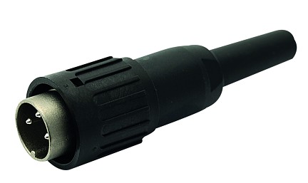 T 3424 501 - M16 Male straight cable connector with internal strain relief and plastic locking ring. 6 contacts, silver plated, 4-6mm cable diameter.  Contacts included.