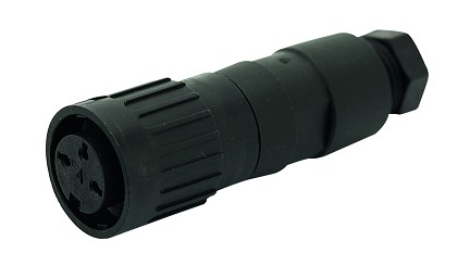 T 3435 548 - M16 Female straight cable connector with internal strain relief and plastic locking ring. 7 contacts, gold plated, 4-6mm cable diameter  Contacts included.