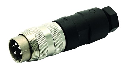T 3475 004 - M16 Male cable connector with internal strain relief and metal locking ring. 7 contacts, silver plated, 4-6mm cable diameter  Contacts included.