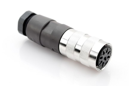 T 3505 002 - M16 Female straight cable connector with internal strain relief and metal locking ring. 8 contacts, silver plated, 6-8mm cable diameter  Contacts included. Comparable to PN# 09-0472-02-08, 99-2062-02-08
