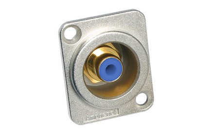 ACJD-BLU  RCA D Type Chassis Mount, Female, Gold Plated Contacts, Blue Insulation. Comparable to PN# NF2D-6