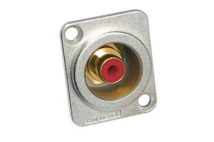 ACJD-RED  RCA D Type Chassis Mount, Female, Gold Plated Contacts, Red Insulation. Comparable to PN# NF2D-2