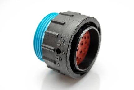 AHDP06-24-29PR-WTA  29 Position Plug, Pin Shell Size 24, Reduced Diameter Seal (Blue), Wide Thread Adapter. Comparable to PN# HDP26-24-29PE-L024
