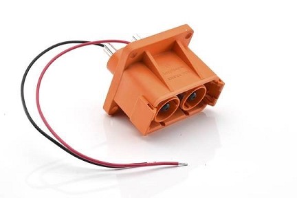 ATHP042P08EL16-M1  2 Position EMC Receptacle, Flange Mounting with High Voltage Interlock Loop, 180 A, 50mm² Power Cable, #16 Signal Contact, Contacts included