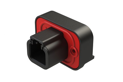 ATP13-2P-BM04BLK  2 Position 90° PCB Flange Mount Receptacle, Molded Tin Pins, Potted, Black