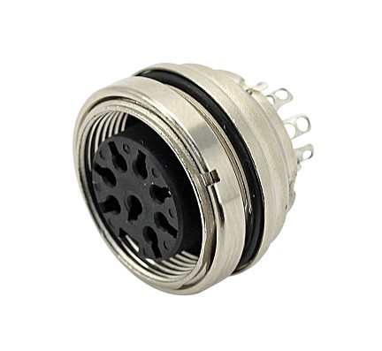 C09111G0120002 Rear mounting female metal receptacle with O-ring seal and ring nut mount.  12 contacts.