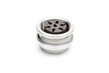 C091 11N007 000 2 - M16 Front mounting female metal receptacle with O-ring seal and ring nut mount. 7 contacts. Contacts sold separately. Comparable to PN# 09-0128-700-07