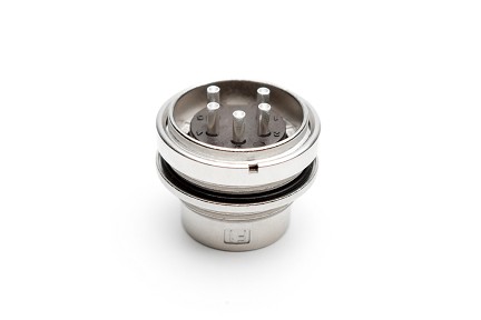 C091 31W005 100 2 - M16  Front mounting male metal receptacle with O-ring seal and ring nut mount.  5 contacts, silver plated.  Contacts included. Comparable to PN# 09-0115-00-05