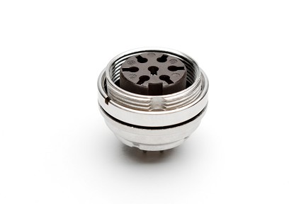 C091 61G007 110 2 - M16 Rear mounting female metal receptacle with O-ring seal and ring nut mount. 7 contacts, silver plated.  Contacts included. Comparable to PN# 09-0128-90-07