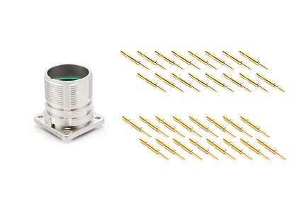MA2LAP1600-KIT 16 position receptacle connector kit, flange mount, Checkmate™, Quick locking, P type, counter-clockwise insert, male contacts included