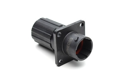 RTS010N4PHEC03 Receptacle, square flange, 4 positions, size 10, pin contact, silicone rubber seal, endcap.  Comparable to PN #UTS0GN104P