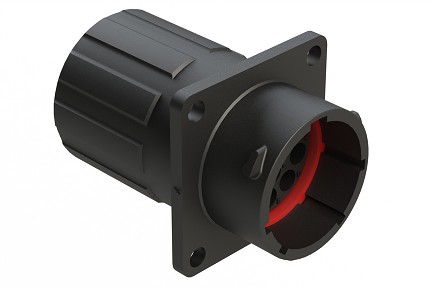 RTS014N12PHEC03 Receptacle, square flange, 12 positions, size 14, pin contact, silicone rubber seal, endcap.  Comparable to PN #UTS0GN1412P