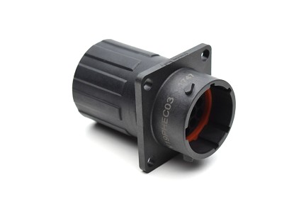 RTS014N19PHEC03 Receptacle, square flange, 19 positions, size 14, pin contact, silicone rubber seal, endcap.  Comparable to PN #UTS0GN1419P