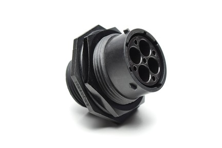 RTS716N4P03 Receptacle, jam nut, 4 positions, size 16, pin contact, silicone rubber seal
