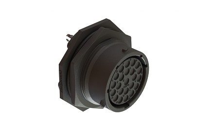 RTS718ND23S0332  Receptacle, Jam Nut, PC Tail, 23 Position, Female, Shell Size 18, Silicone Seal with Boardlock.  Comparable to PN# UTS718D23S32