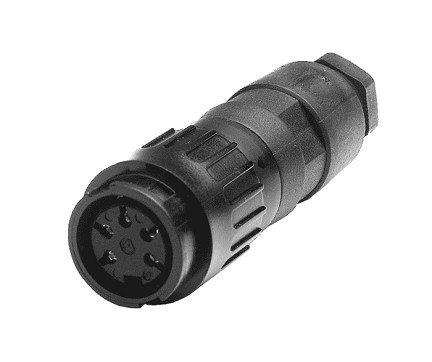 T 3398 548 - M16 Female straight cable connector with internal strain relief and plastic locking ring. 5 contacts, gold plated, 4-6mm cable diameter  Contacts included.