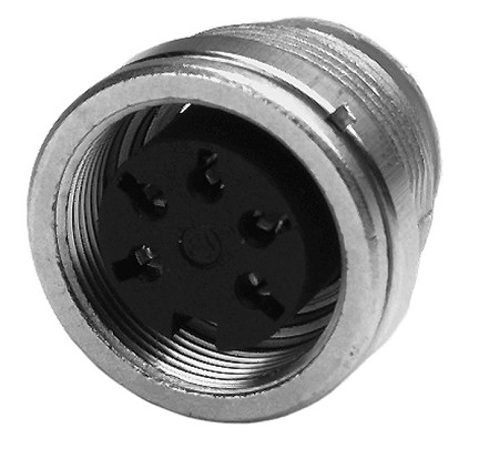 T 3507 009 - M16 Female receptacle Front mounting, 8 contacts, 1 V, Termination: solder, Contact plating: silver plated