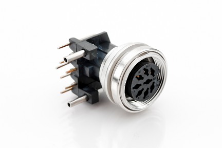 T 3507 900 - M16 Rear mounting right angled Female receptacle with ring nut. 8 contacts, silver plated.  Contacts included.