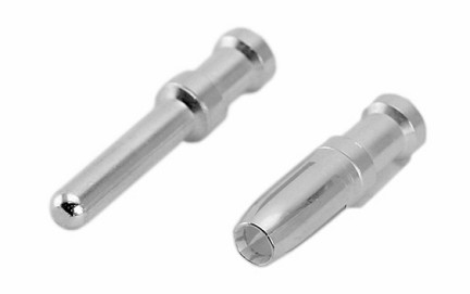 VN02 040 0013 1C Single turned crimp contact, socket, 4mm, silver plated. Comparable to PN# 9320006208